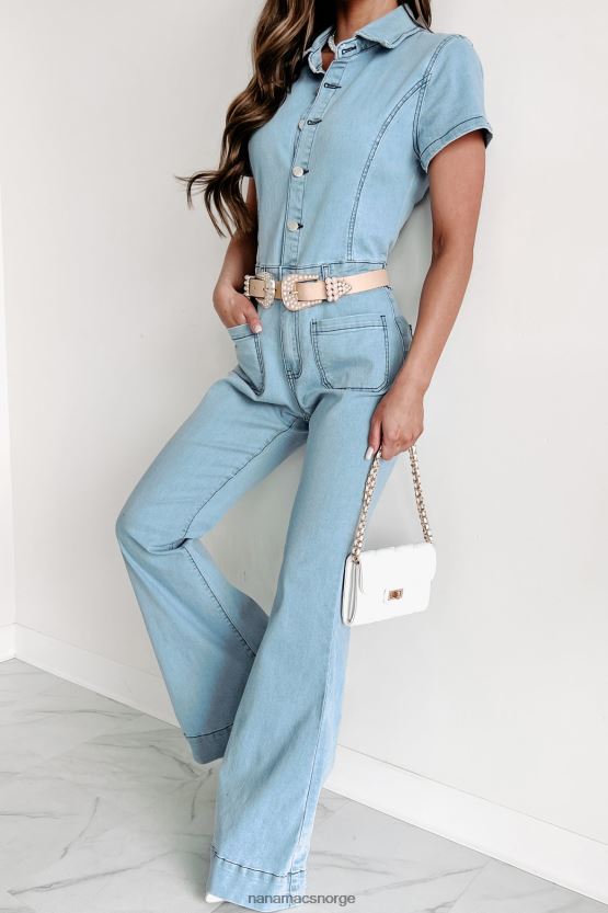 lett denim NanaMacs gjenta tidligere blusset denim jumpsuit 402NJ02688