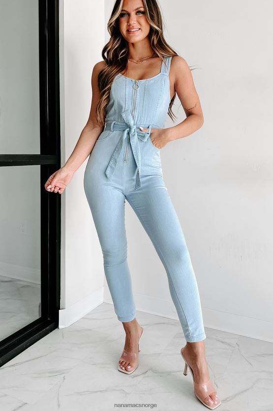 lett denim NanaMacs riktig trekk glidelås foran denim jumpsuit 402NJ02629