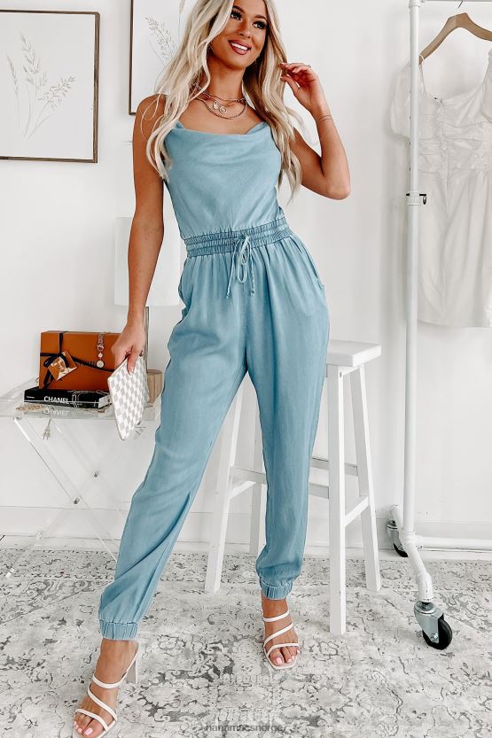 lys NanaMacs glem problemene dine med cowl-neck denim jumpsuit 402NJ02601