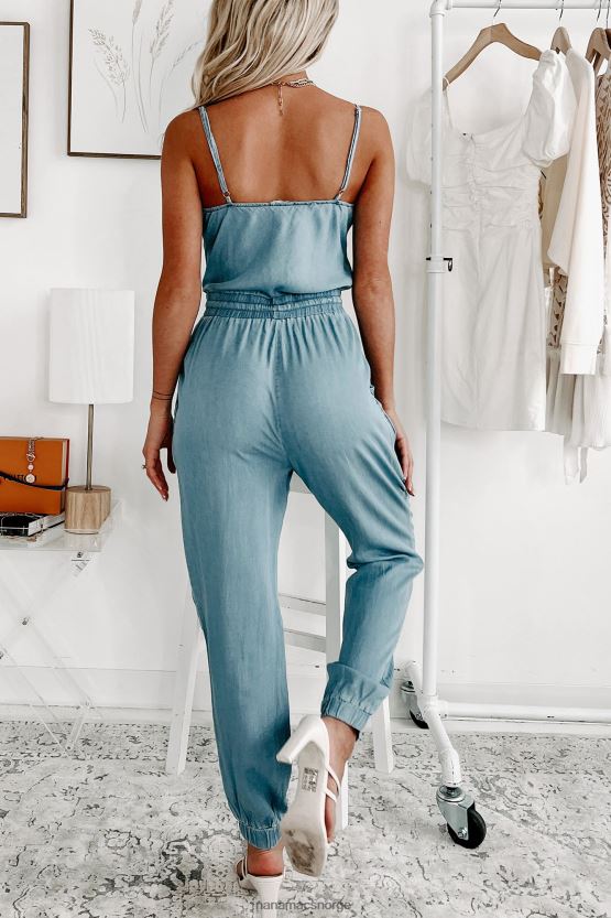 lys NanaMacs glem problemene dine med cowl-neck denim jumpsuit 402NJ02601