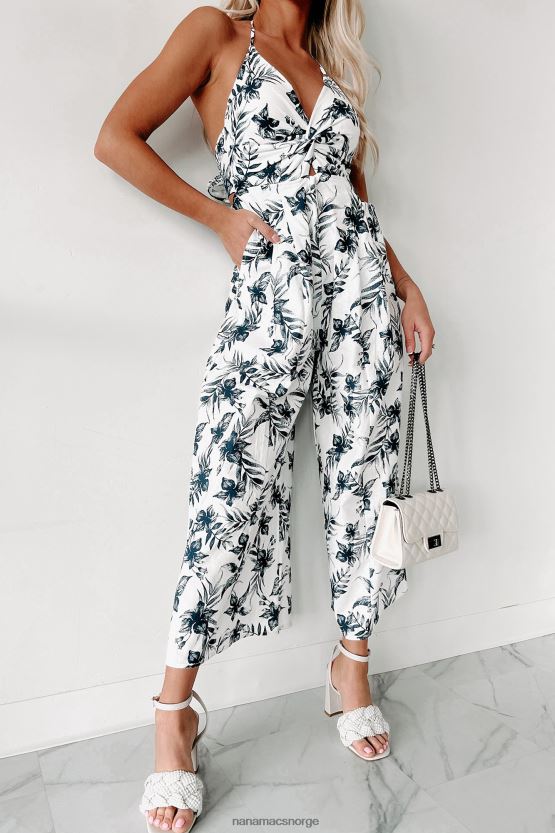 marine/hvit NanaMacs bli fanget opp floral grime jumpsuit med brede ben 402NJ02606