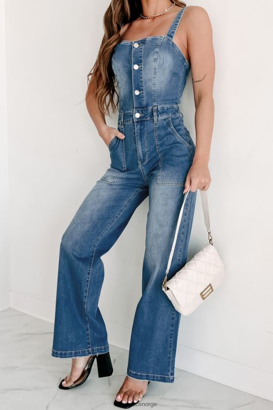 medium denim NanaMacs ekte takknemlighet denim jumpsuit med brede ben 402NJ02619