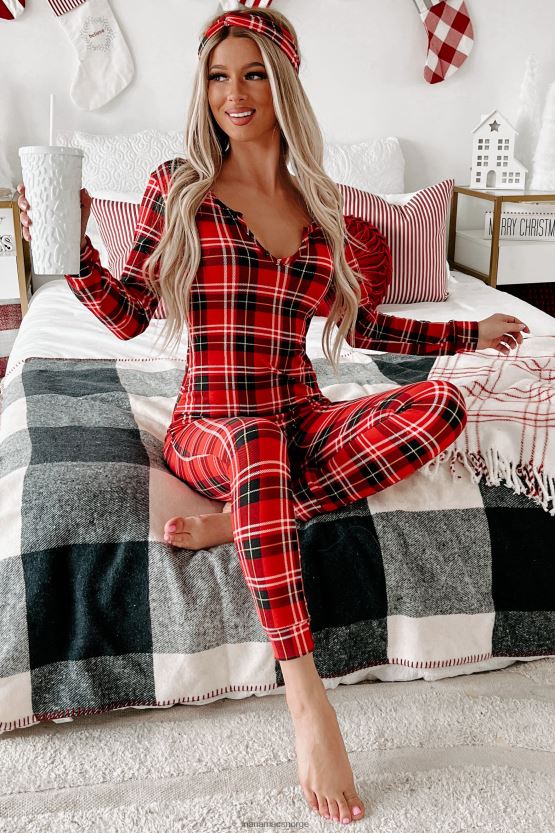 rød multi NanaMacs julekoser rutete jumpsuit sett 402NJ02690