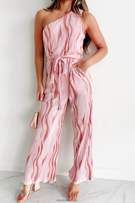 rose taupe NanaMacs aspire to inspirere plissert en skulder jumpsuit 402NJ02534
