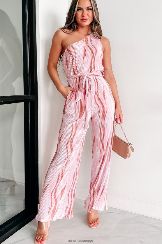 rose taupe NanaMacs aspire to inspirere plissert en skulder jumpsuit 402NJ02534