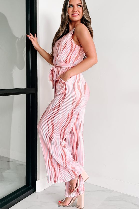 rose taupe NanaMacs aspire to inspirere plissert en skulder jumpsuit 402NJ02534