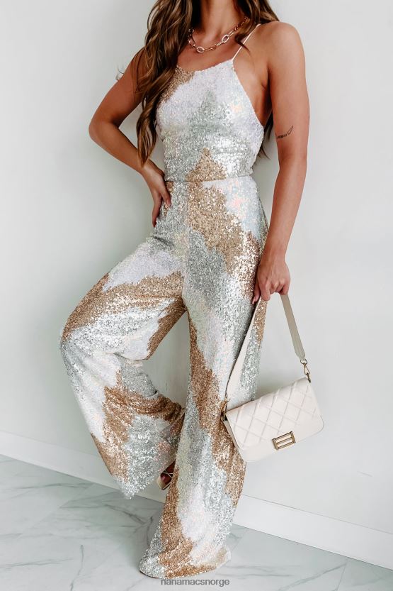 sølv multi NanaMacs party mode paljett jumpsuit med brede ben 402NJ02609