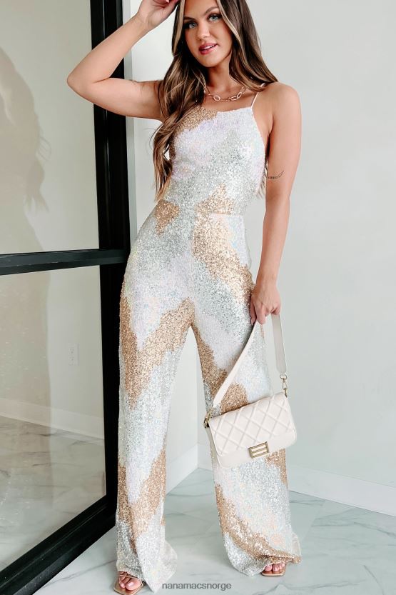sølv multi NanaMacs party mode paljett jumpsuit med brede ben 402NJ02609