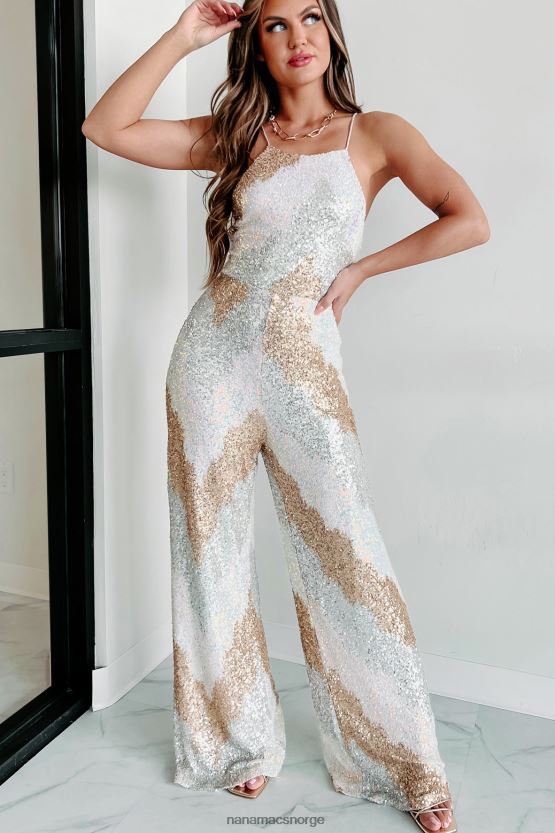 sølv multi NanaMacs party mode paljett jumpsuit med brede ben 402NJ02609