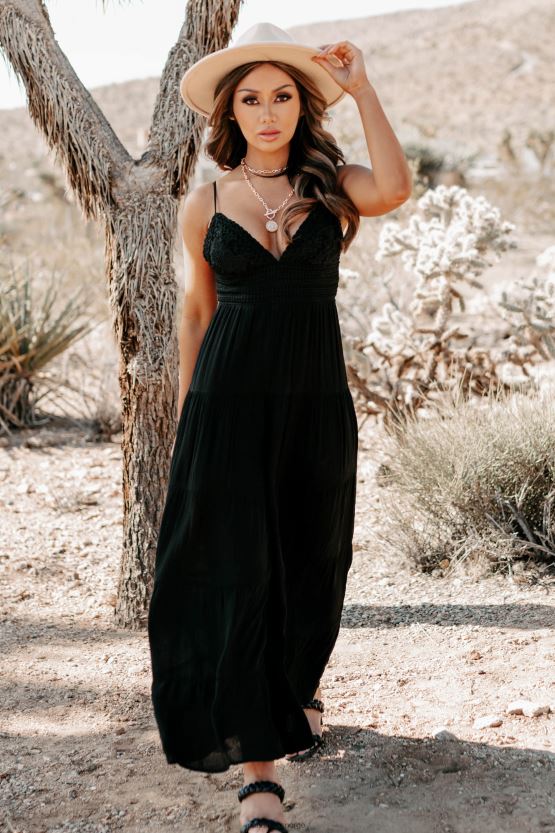 svart NanaMacs boho soul heklet blonde jumpsuit med brede ben 402NJ02705