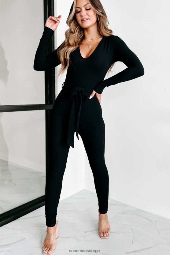 svart NanaMacs ikke bekymre deg for meg ribbet jumpsuit 402NJ02712