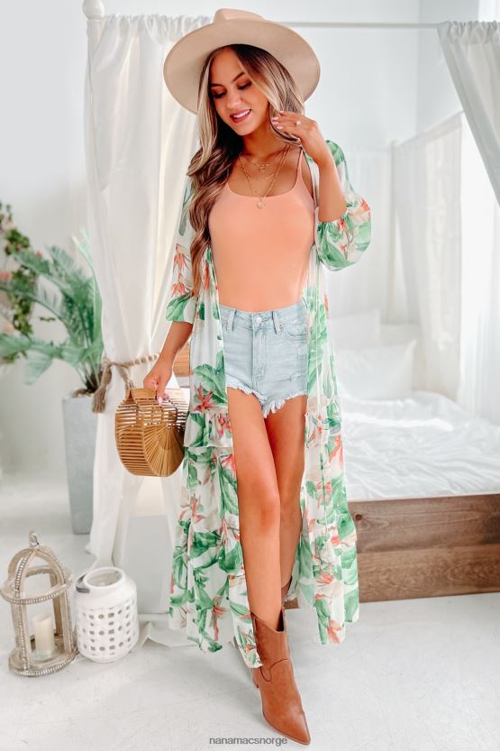 elfenbein NanaMacs luau luksus tropisk trykt knyte-front volanger duster 402NJ03750