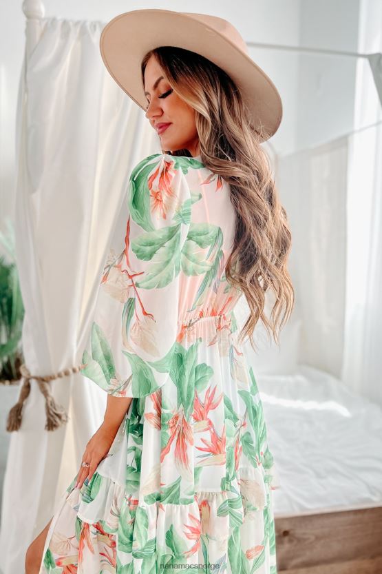 elfenbein NanaMacs luau luksus tropisk trykt knyte-front volanger duster 402NJ03750