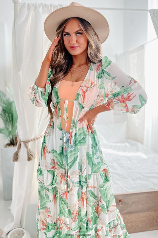 elfenbein NanaMacs luau luksus tropisk trykt knyte-front volanger duster 402NJ03750