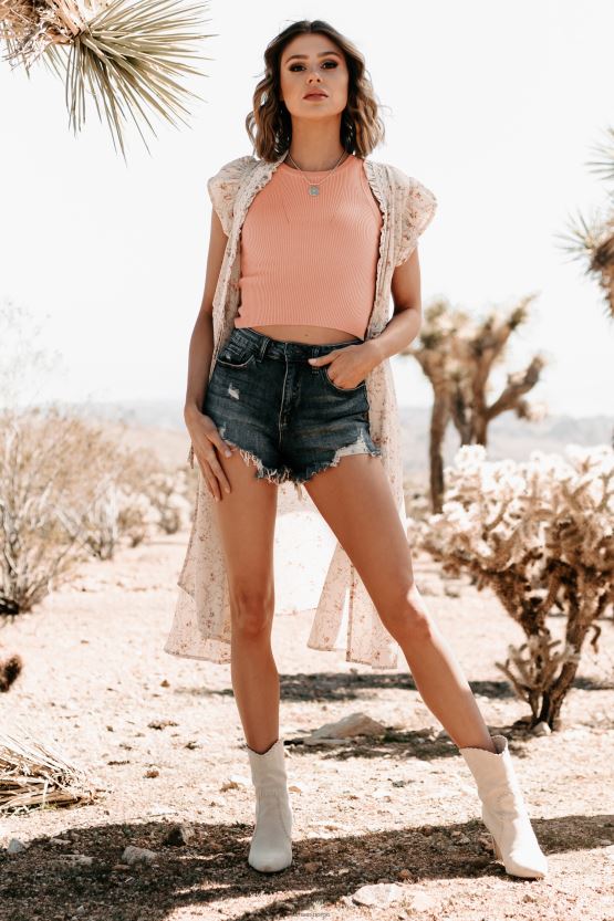 fersken/krem NanaMacs meningsfulle intensjoner tie-midje floral kimono 402NJ03844