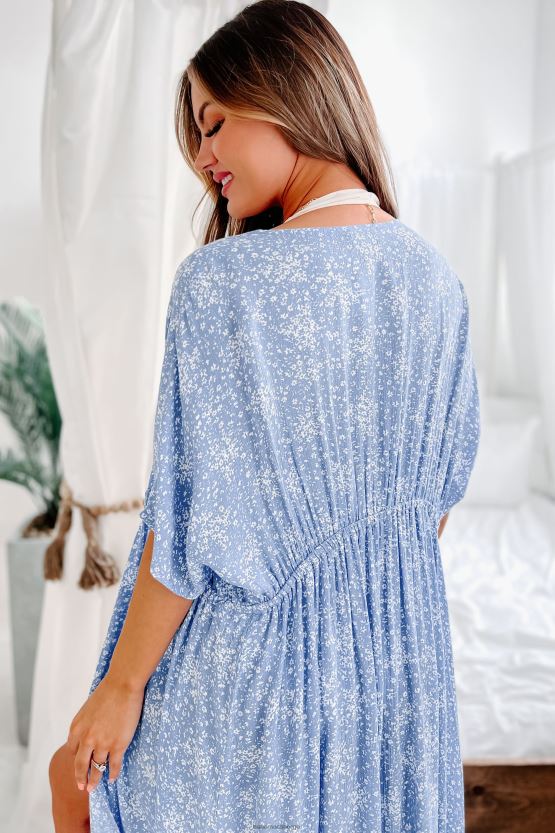 himmelblå NanaMacs laget for minner høy-lav ditsy blomsterkimono 402NJ03843