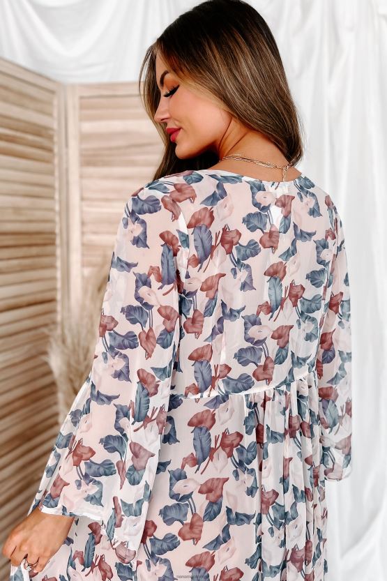 hvit multi NanaMacs la oss snakke mote floral duster kimono 402NJ03842