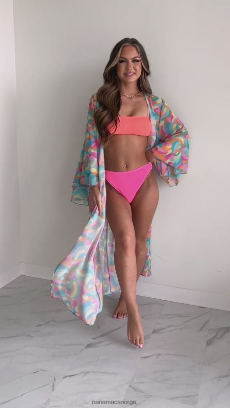 rosa/blågrønt NanaMacs farge utenfor linjene trykt duster kimono 402NJ03545