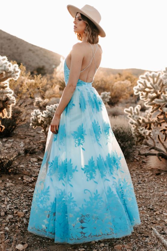 aqua NanaMacs lyst eller kjærlighet floral mesh maxi kjole 402NJ02422