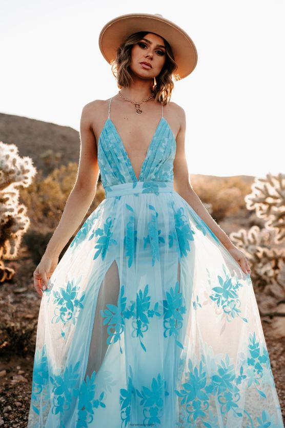 aqua NanaMacs lyst eller kjærlighet floral mesh maxi kjole 402NJ02422