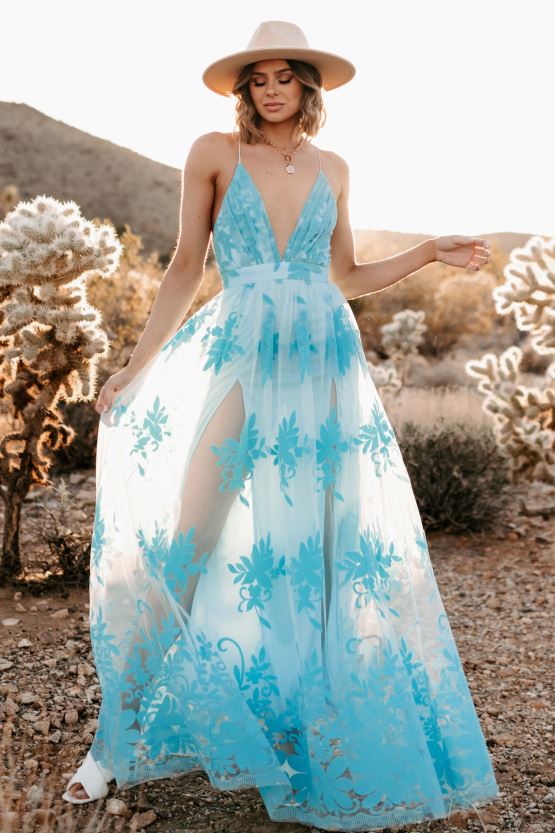 aqua NanaMacs lyst eller kjærlighet floral mesh maxi kjole 402NJ02422
