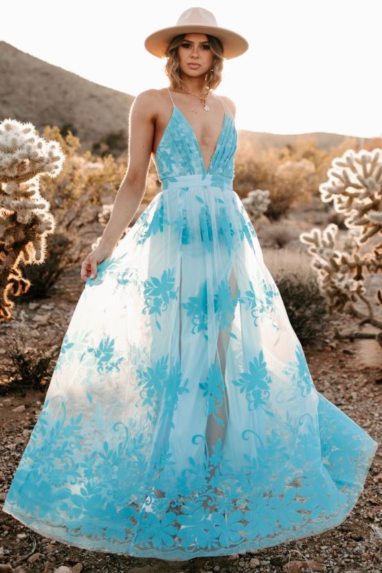 aqua NanaMacs lyst eller kjærlighet floral mesh maxi kjole 402NJ02422