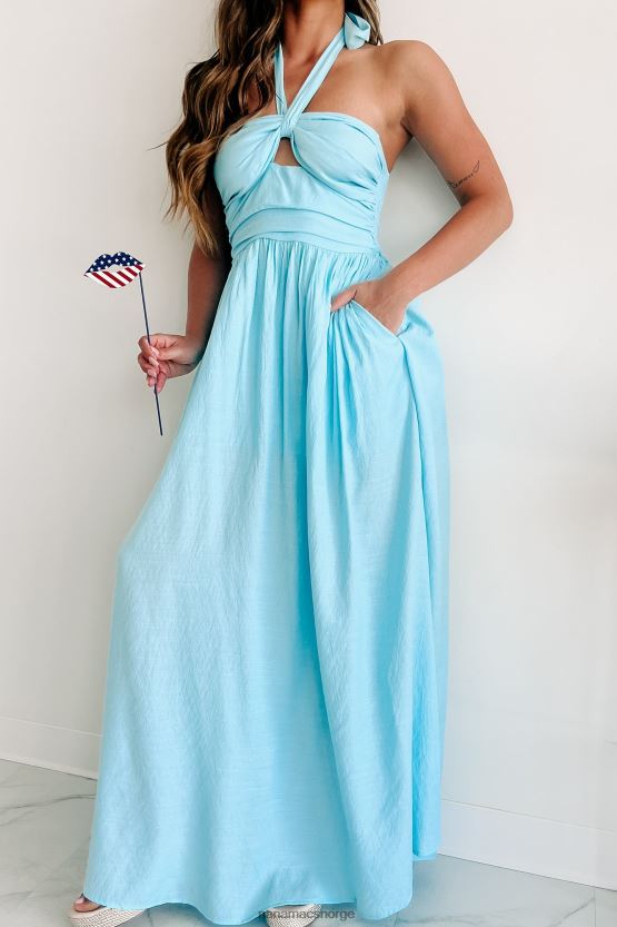 blå NanaMacs elsker deg grime neck maxi kjole 402NJ02343