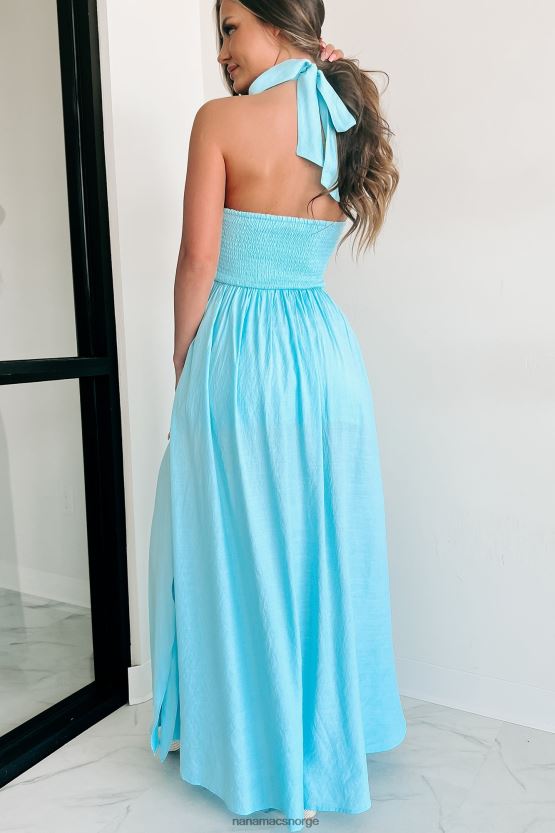 blå NanaMacs elsker deg grime neck maxi kjole 402NJ02343