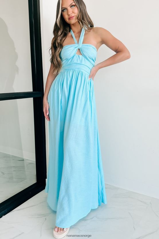 blå NanaMacs elsker deg grime neck maxi kjole 402NJ02343