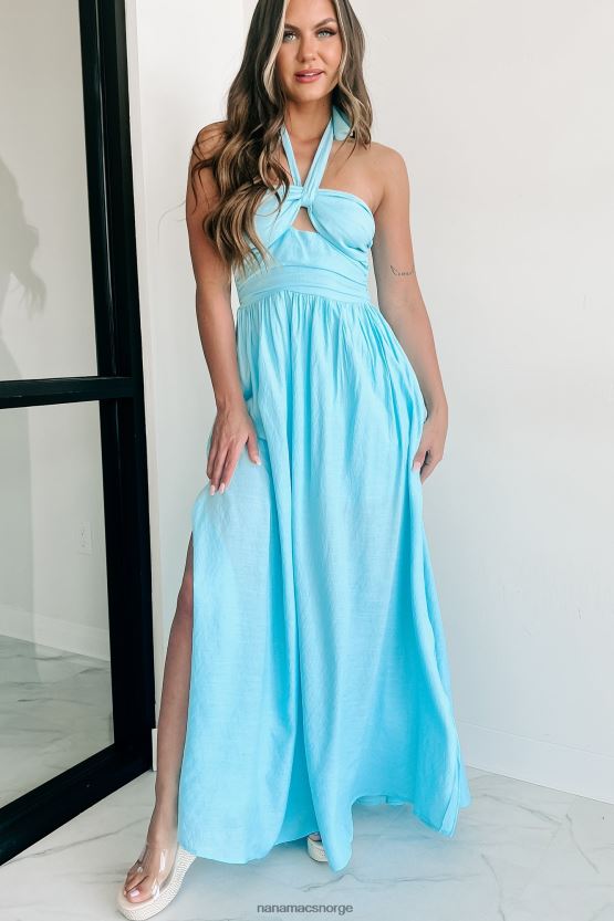 blå NanaMacs elsker deg grime neck maxi kjole 402NJ02343