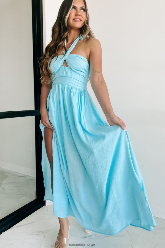 blå NanaMacs elsker deg grime neck maxi kjole 402NJ02343