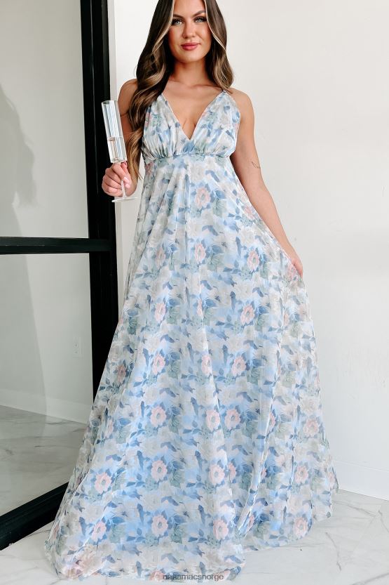 blå NanaMacs er det ekte floral maxi kjole 402NJ02347