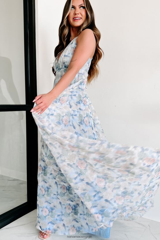 blå NanaMacs er det ekte floral maxi kjole 402NJ02347