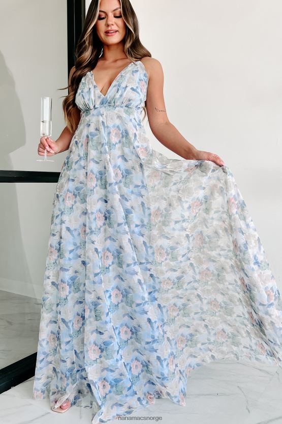blå NanaMacs er det ekte floral maxi kjole 402NJ02347