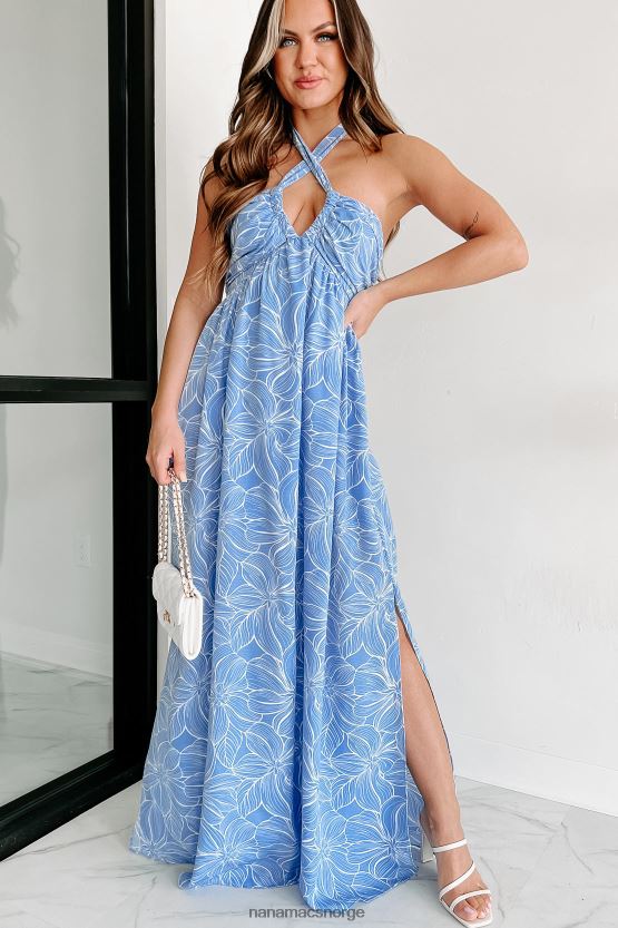 blå NanaMacs på ferietid grime maxi kjole 402NJ02353
