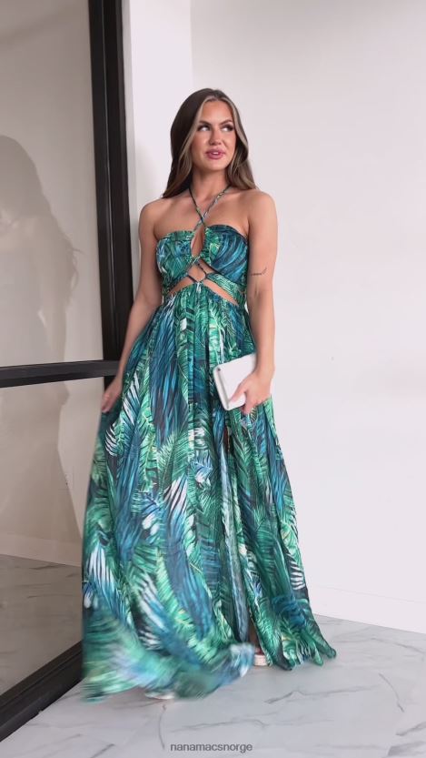 blå grønn NanaMacs fabelaktig maxi-kjole i fiji med tropisk trykk 402NJ02416