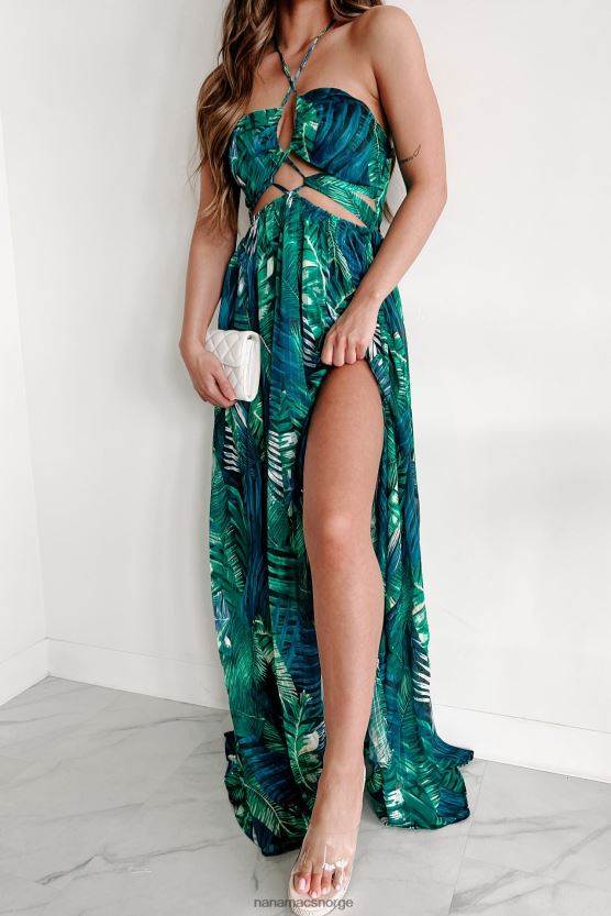 blå grønn NanaMacs fabelaktig maxi-kjole i fiji med tropisk trykk 402NJ02416