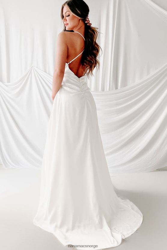 hvit NanaMacs evig og mer maxi-kjole med kappe 402NJ02367