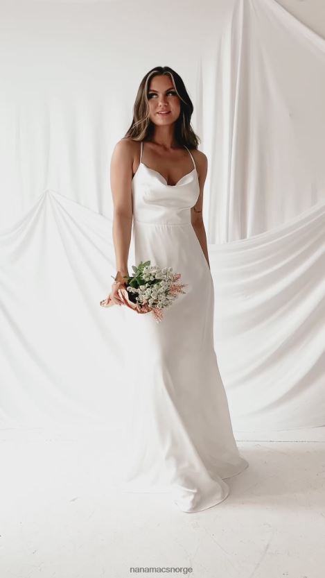 hvit NanaMacs evig og mer maxi-kjole med kappe 402NJ02367