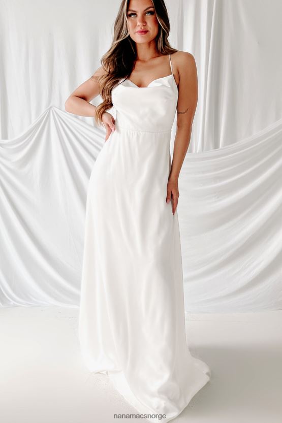 hvit NanaMacs evig og mer maxi-kjole med kappe 402NJ02367