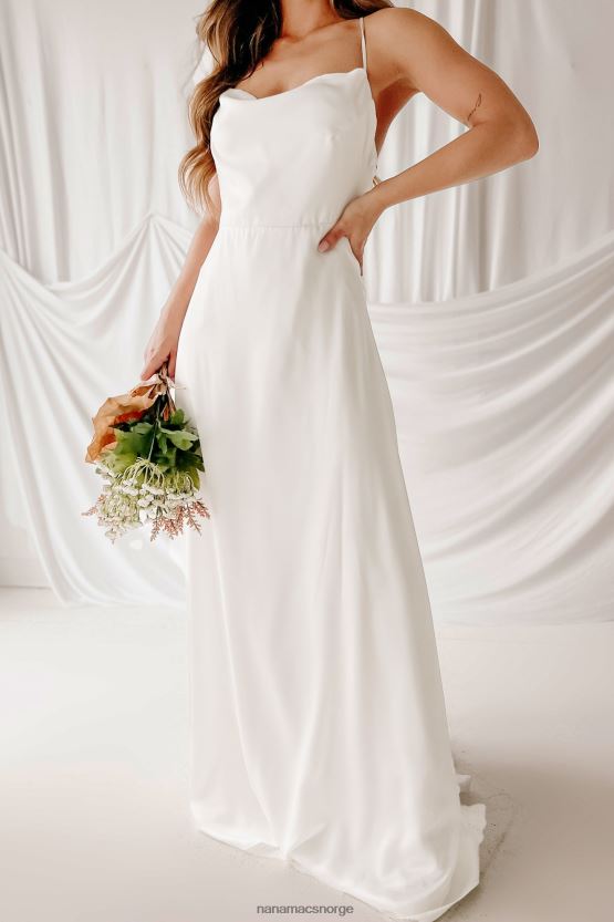 hvit NanaMacs evig og mer maxi-kjole med kappe 402NJ02367
