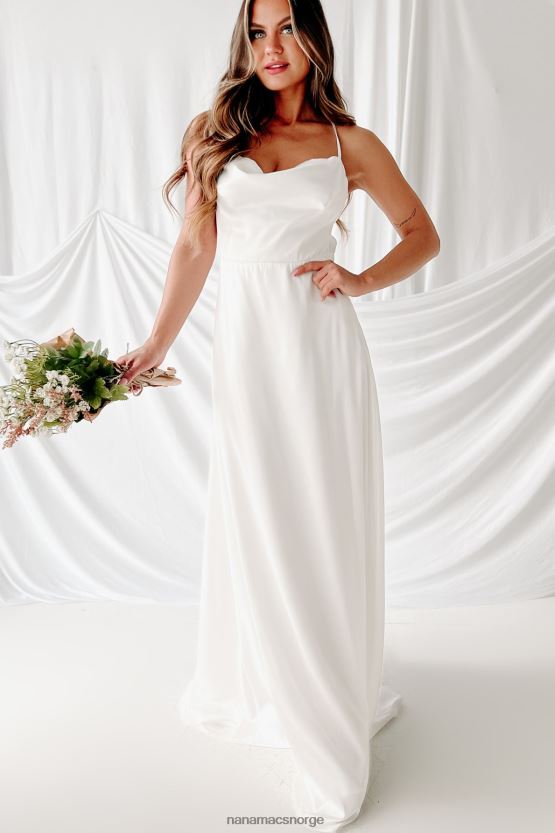 hvit NanaMacs evig og mer maxi-kjole med kappe 402NJ02367