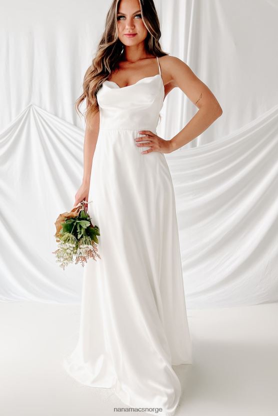 hvit NanaMacs evig og mer maxi-kjole med kappe 402NJ02367