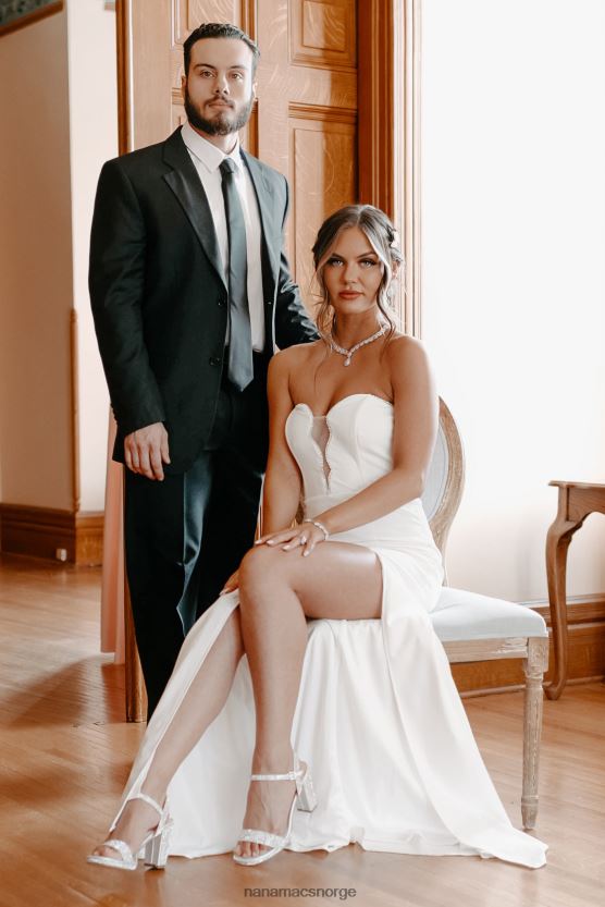 hvit NanaMacs fantastisk sjarm rhinestone detaljert maxi kjole 402NJ02396