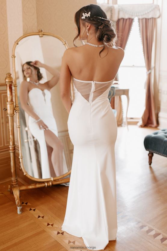 hvit NanaMacs fantastisk sjarm rhinestone detaljert maxi kjole 402NJ02396