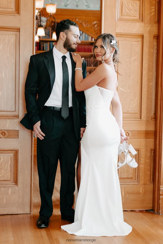 hvit NanaMacs fantastisk sjarm rhinestone detaljert maxi kjole 402NJ02396