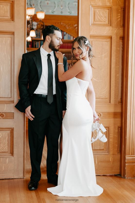 hvit NanaMacs fantastisk sjarm rhinestone detaljert maxi kjole 402NJ02396