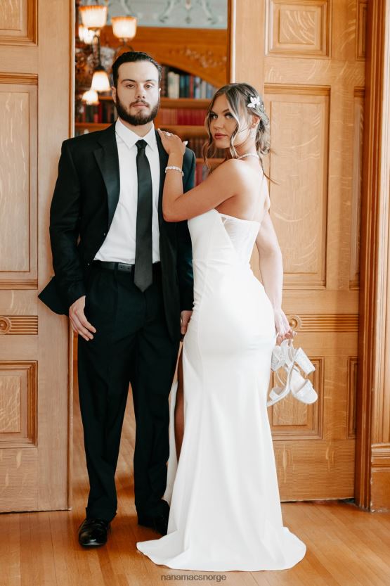 hvit NanaMacs fantastisk sjarm rhinestone detaljert maxi kjole 402NJ02396