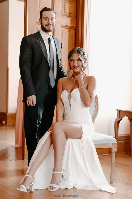 hvit NanaMacs fantastisk sjarm rhinestone detaljert maxi kjole 402NJ02396