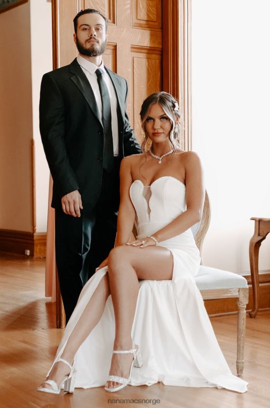 hvit NanaMacs fantastisk sjarm rhinestone detaljert maxi kjole 402NJ02396